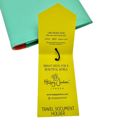 Happy Jackson Travel Document Holder Teal Vinyl Padded Snap Closure Pockets NWT