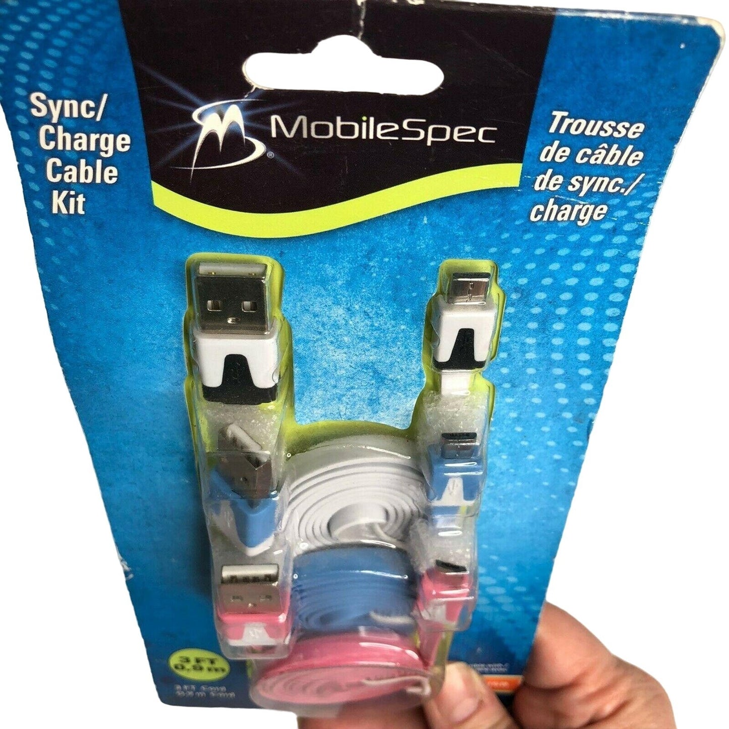 MobileSpec Micro USB 3' Cable Package of 3 NIP Sync Charge Cable Kit