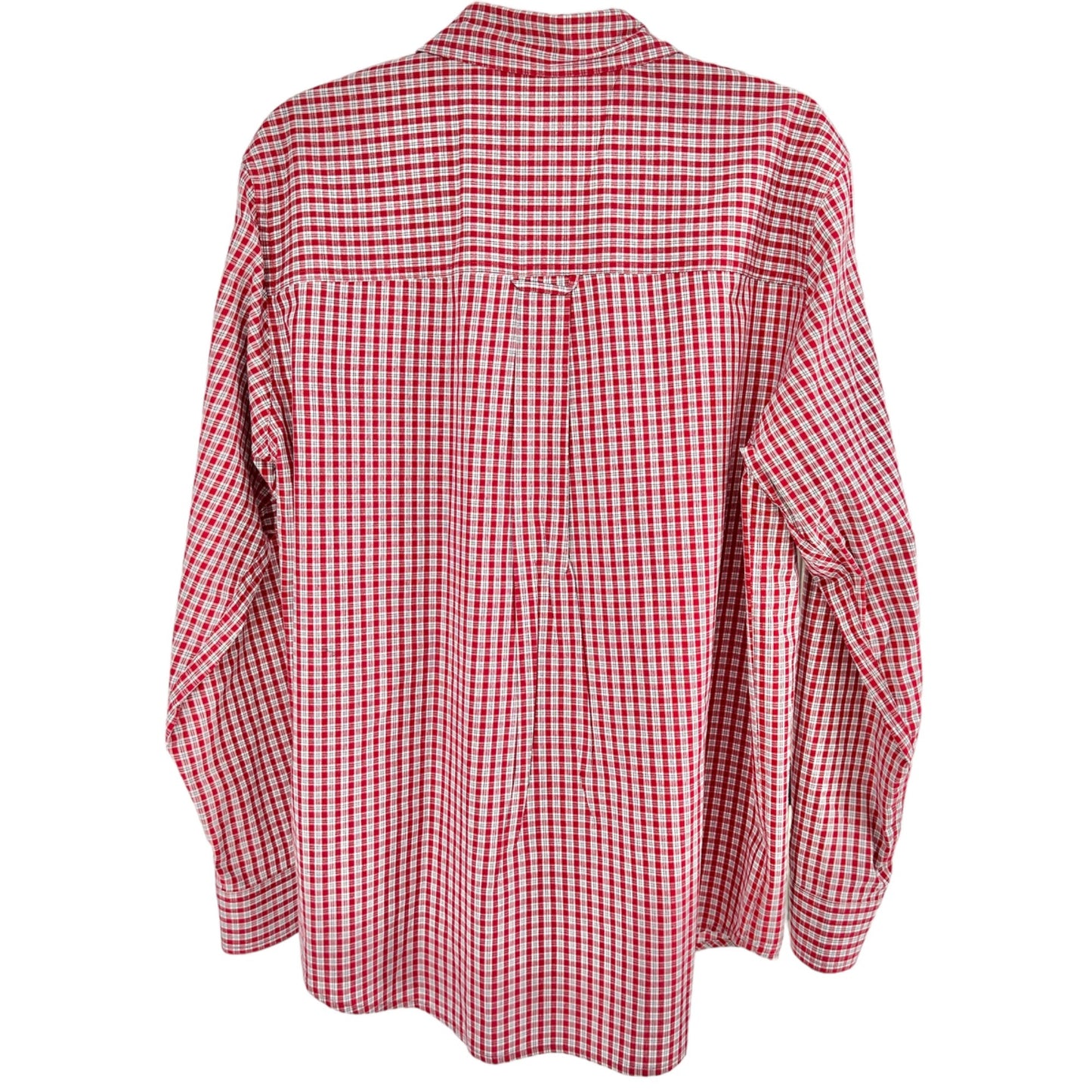 Chaps Easy Care Dress Shirt Mens L Red Plaid Button Down Collar LS