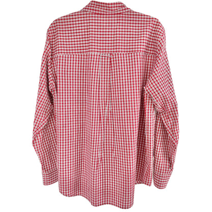 Chaps Easy Care Dress Shirt Mens L Red Plaid Button Down Collar LS