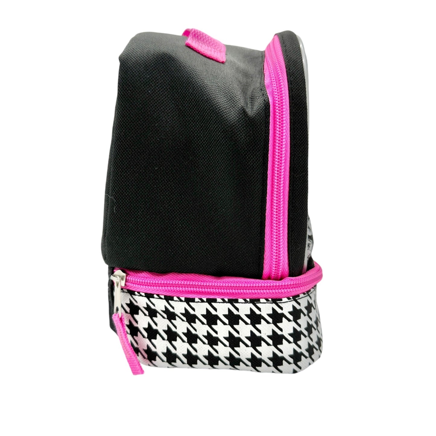 Cody Simpson Small Lunchtote 8 x 8 x 6 Houndstooth Black White Pink Accents