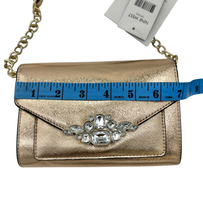 Nine West Metallic Crossbody Bag With Chain Strap & Jewel Detail NWT