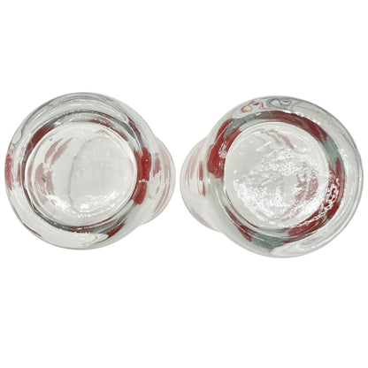 Set Of 2 Vintage Clear Glass Tumblers Red Cherry Print 6 Oz Retro Drinkware