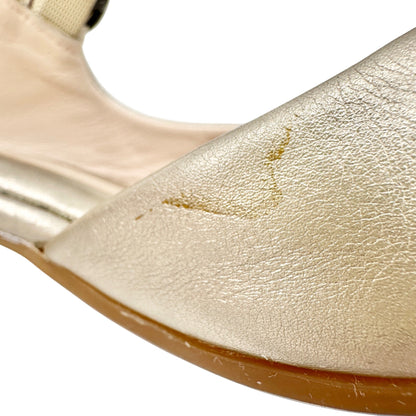 BeautiFeel Heeled Sandals Womens Size 8 Gold Leather With Decorative Buckles