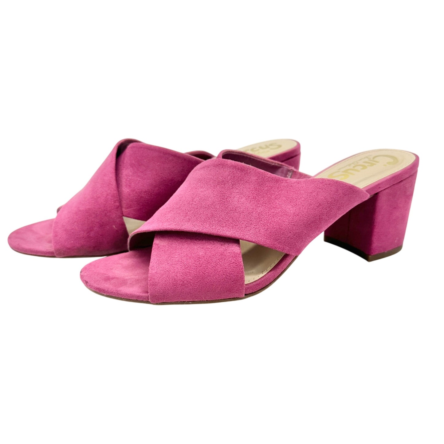 Circus By Sam Edelman Mules Womens Size 8 M Stevie Pink Suede Block Heel Slip-On