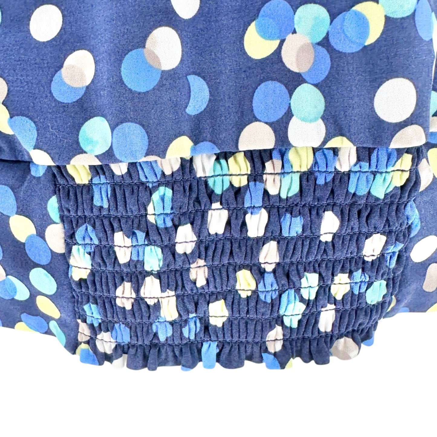 JM Collection Top Womens 2X Polka Dot Navy Blue LS Scoop Neck Keyhole Accent