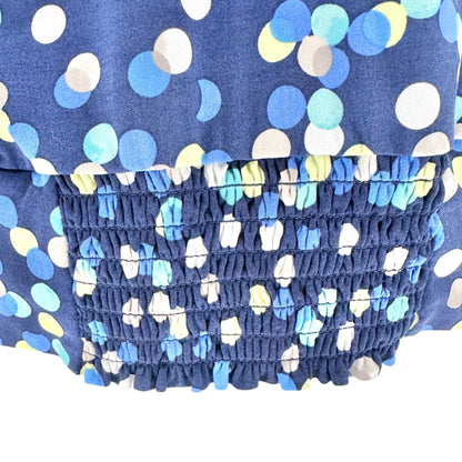 JM Collection Top Womens 2X Polka Dot Navy Blue LS Scoop Neck Keyhole Accent