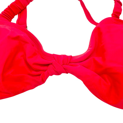 No Boundaries XL Red Ruched Strap Bikini Top Knot Front Adjustable Back Closure