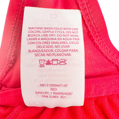 No Boundaries XL Red Ruched Strap Bikini Top Knot Front Adjustable Back Closure