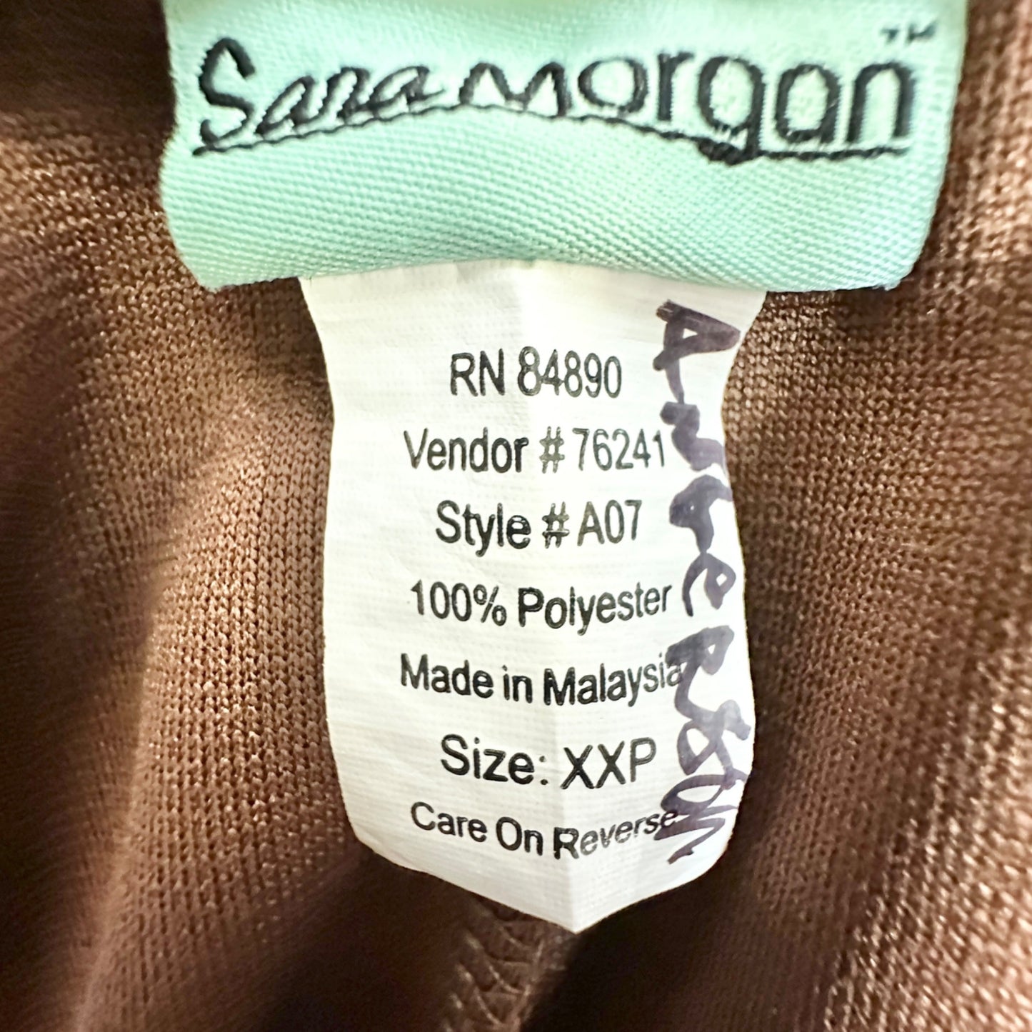 Sara Morgan Pants Womens XXP Brown Polyester Elastic Waist Comfort Simplicity