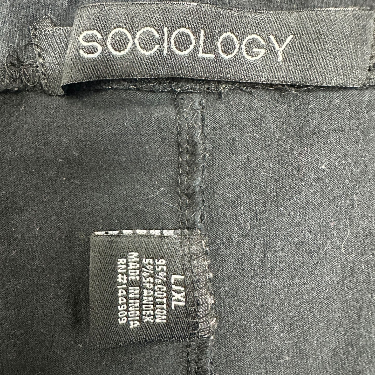 Sociology Leggings Womens L/XL RUNS SMALL Black Pull-On Cotton Stretch Slim Fit
