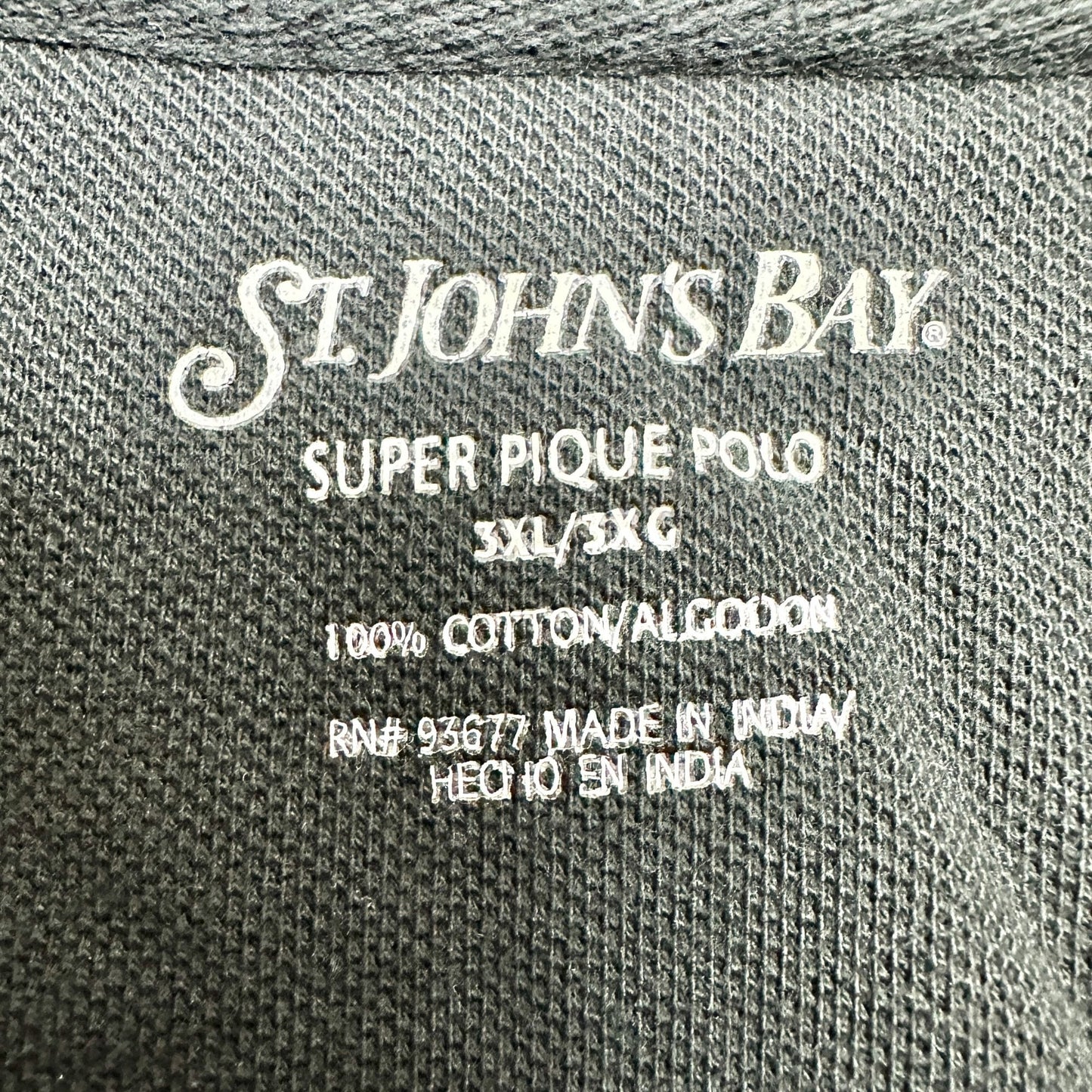 St. Johns Bay Super Pique Polo Shirt Mens 3XL Cotton Black Casual Wear