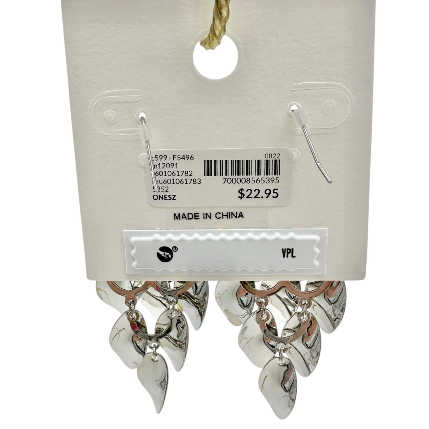 Lane Bryant Hook Earrings Silver Tone Layered Leaf Drop 3 Inch Length NEW