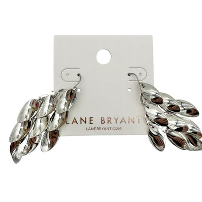 Lane Bryant Hook Earrings Silver Tone Layered Leaf Drop 3 Inch Length NEW