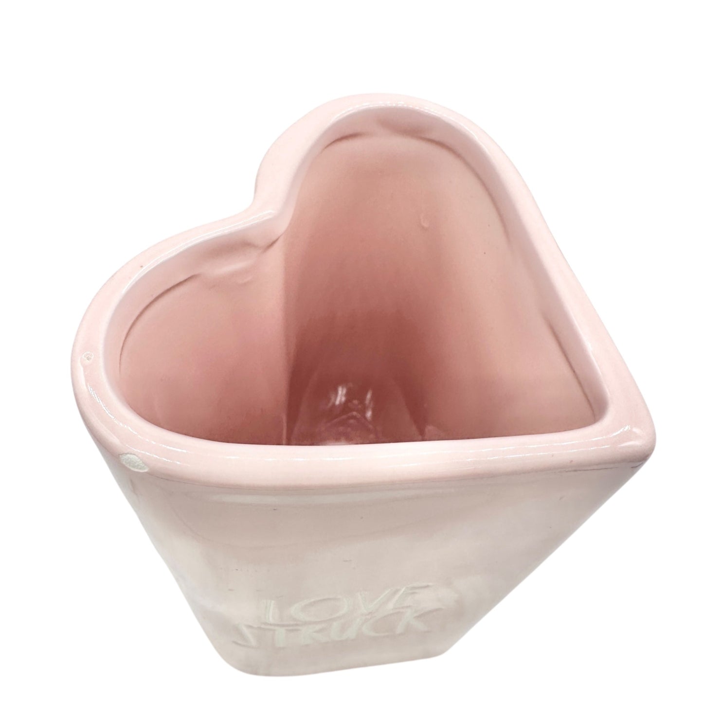 Rae Dunn Artisan Collection Love Struck Heart-Shaped Ceramic Vase Pink 7" Tall