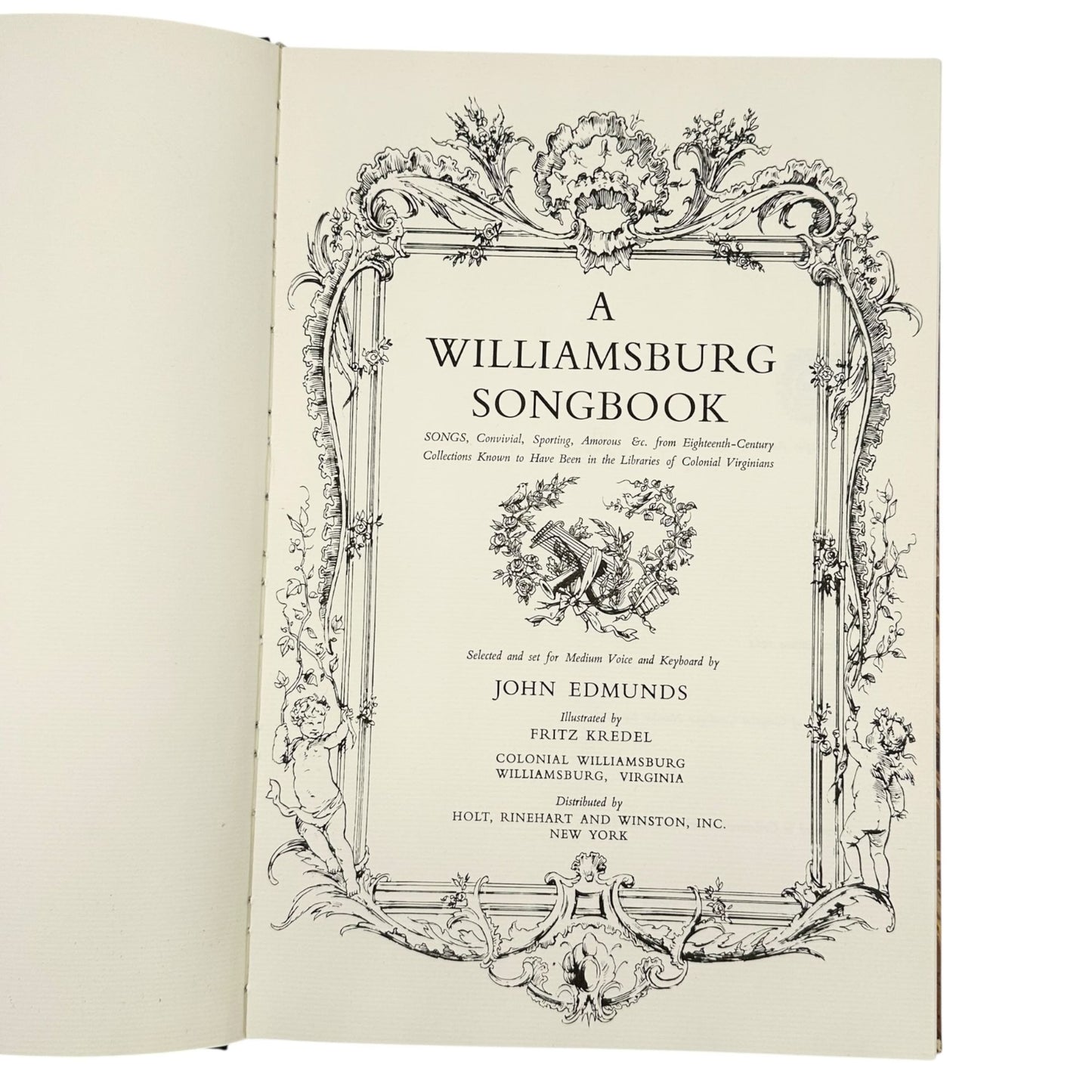 A Williamsburg Songbook Hardback 1964 First Edition Colonial Songs John Edmunds