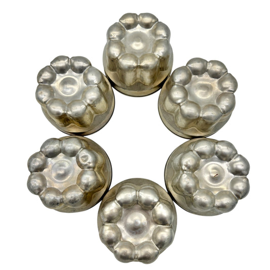 Set Of 6 Vintage Aluminum Jelly Molds Fluted Design 3in Dia Baking and Crafts