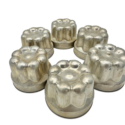 Set Of 6 Vintage Aluminum Jelly Molds Fluted Design 3in Dia Baking and Crafts
