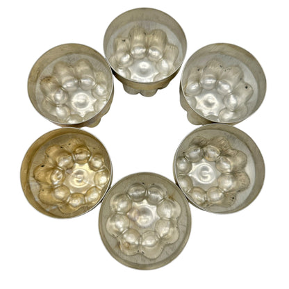 Set Of 6 Vintage Aluminum Jelly Molds Fluted Design 3in Dia Baking and Crafts