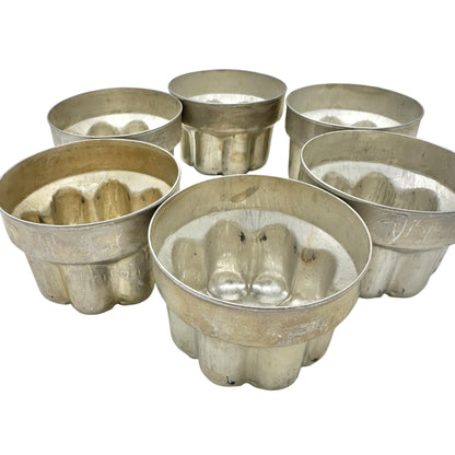 Set Of 6 Vintage Aluminum Jelly Molds Fluted Design 3in Dia Baking and Crafts
