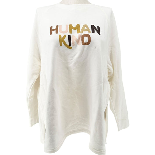 Old Navy Maternity Sweatshirt Womens XXL Long-Sleeve Human Kind Graphic Cream