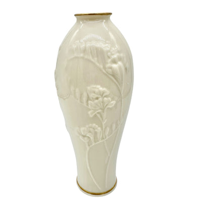 Lenox China Masterpiece Bud Vase Hand Decorated With 24K Gold Rims 7" Tall