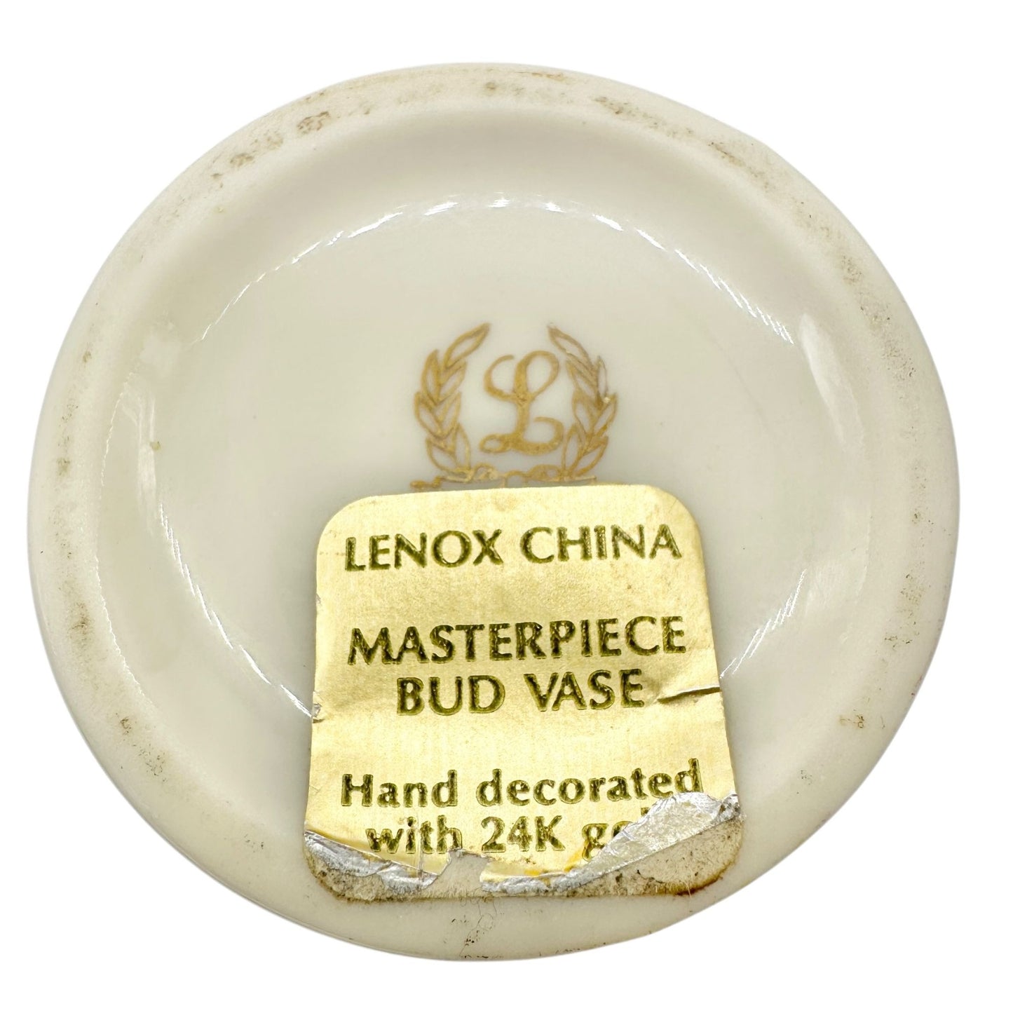 Lenox China Masterpiece Bud Vase Hand Decorated With 24K Gold Rims 7" Tall
