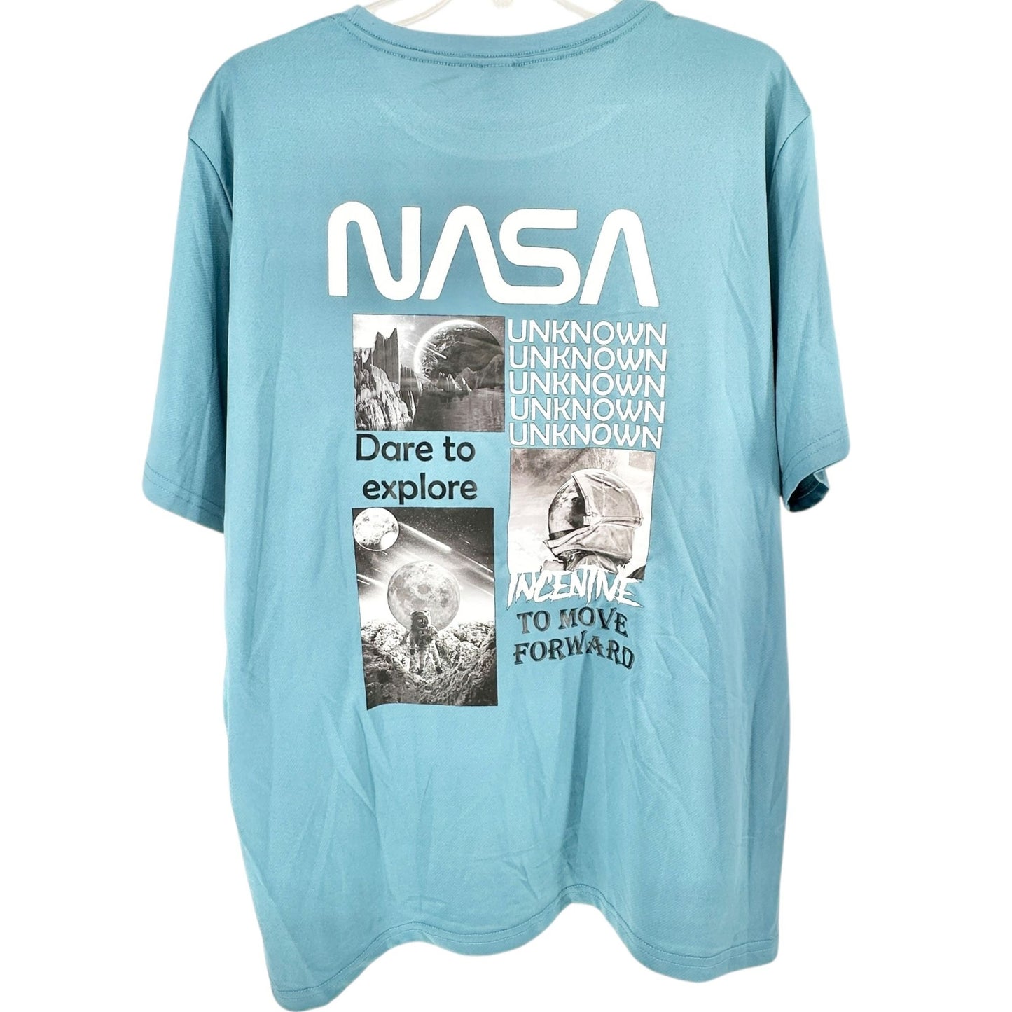 Shein Blue NASA Graphic Tee XL Incentive To Move Forward Polyester Casual Wear