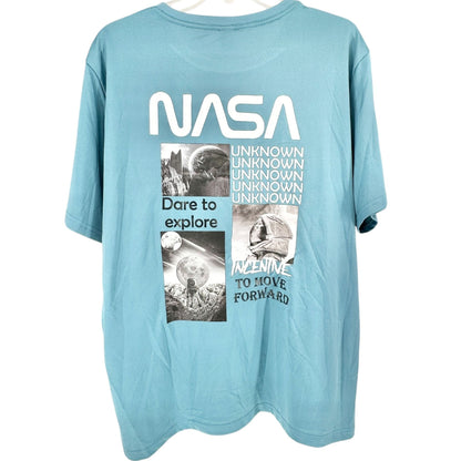 Shein Blue NASA Graphic Tee XL Incentive To Move Forward Polyester Casual Wear