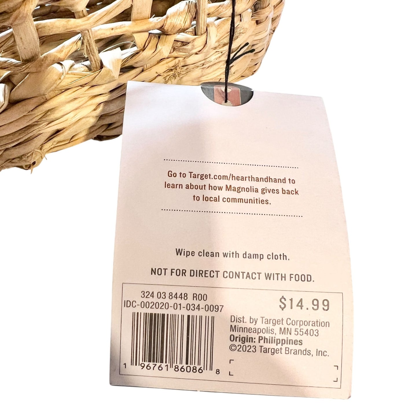 Hearth and Hand Woven Serve Basket Rustic Natural Straw Decorative Storage 16x5