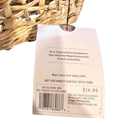Hearth and Hand Woven Serve Basket Rustic Natural Straw Decorative Storage 16x5