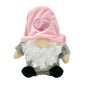 Stuffed Gnome 7 x 6 Gray White Beard Pink Hat with Heart Valentine