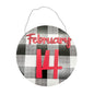 Valentines Day Hanging February 14 Sign Black White Red 4.5 inch Round Hanging Wire