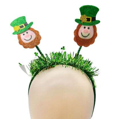 St. Patrick's Day Leprechaun Headband Green with Tinsel