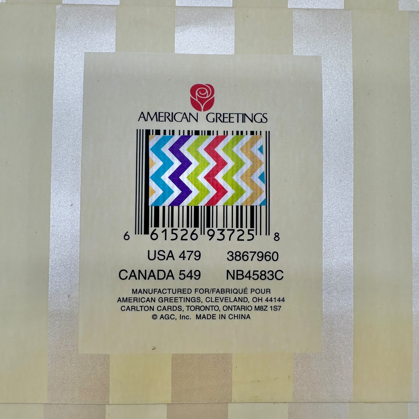 Wedding Gift Bag from American Greetings "Mr. & Mrs." Gold Striped 13x6x10