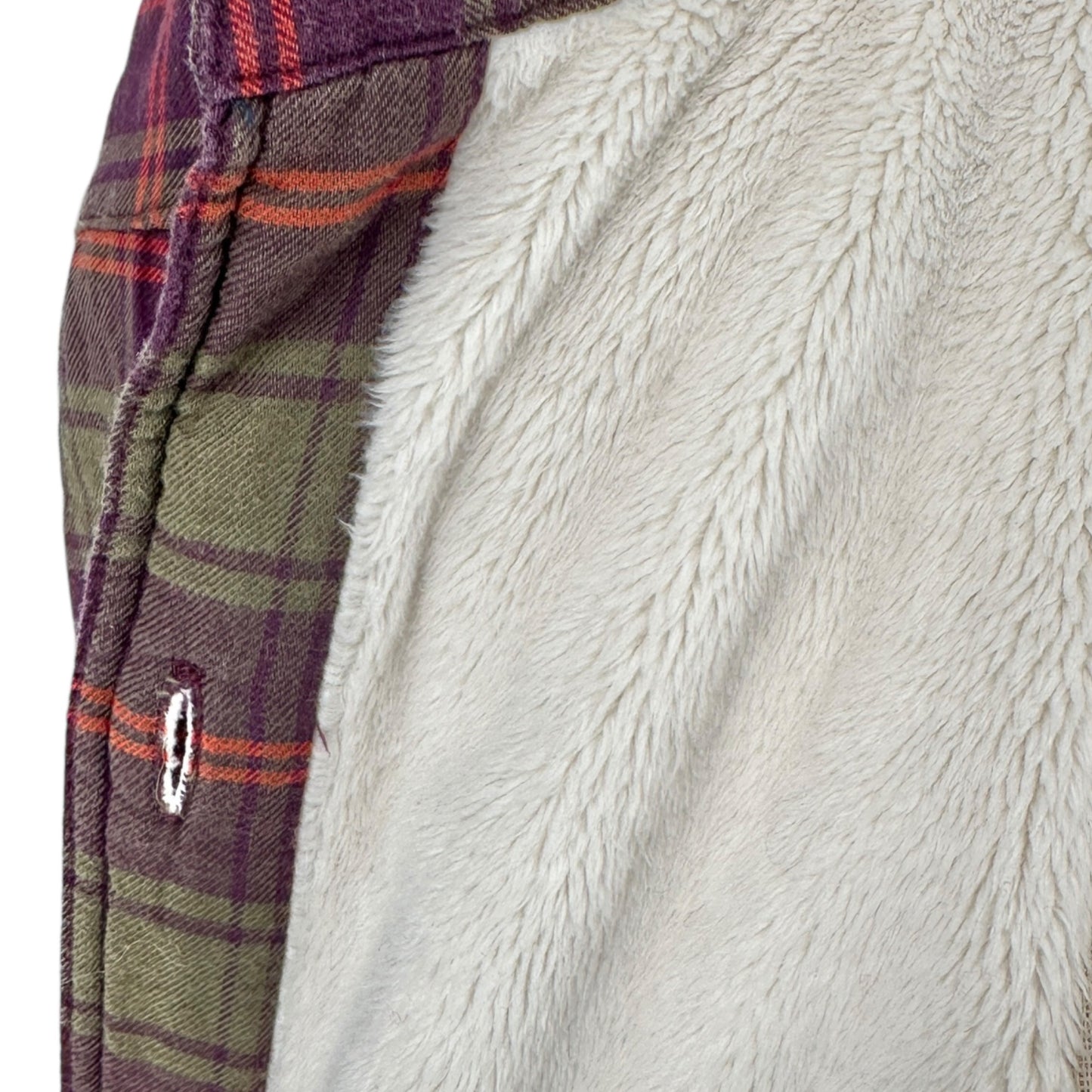 LL Bean Plaid Sherpa Lined Button-Up Shirt Jacket Womens 2X Cotton Polyester