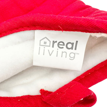 Real Living Oven Mitt Red White Grip Stripes Heat-Resistant Kitchen Accessory