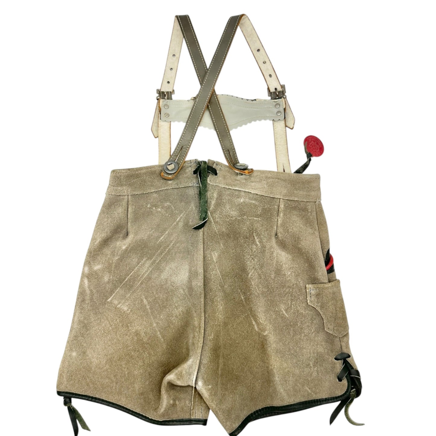 Vintage 1960s Youth Haelson German Lederhosen Suspenders Compass Suede Leather