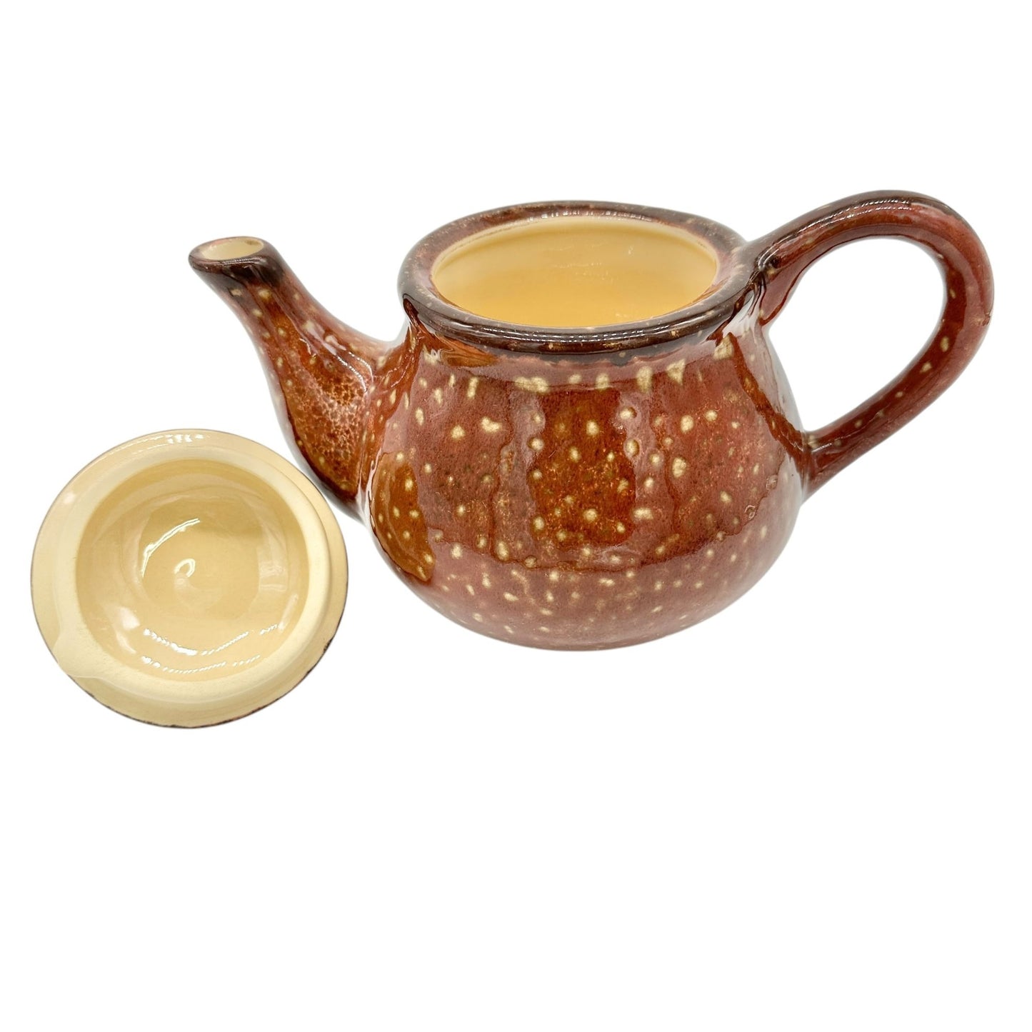 Vintage Saparna Rommel Nueva Ceramic Teapot Brown Speckled Finish With Lid
