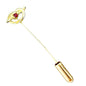 Goldtone Knot Stick Pin Brooch With Red Rhinestone Accent Jewelry Accessory 2 in