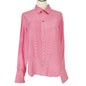 W By Worth Button Up Blouse Womens M Pink Polka Dot Long Sleeve 100% Silk