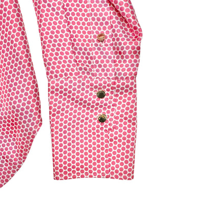 W By Worth Button Up Blouse Womens M Pink Polka Dot Long Sleeve 100% Silk