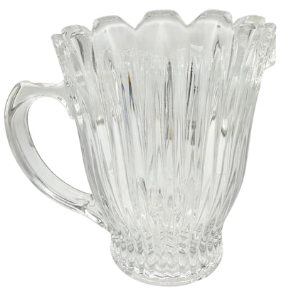 Vintage Clear Glass Creamer With Ribbed Design and Scalloped Rim 4 oz Capacity