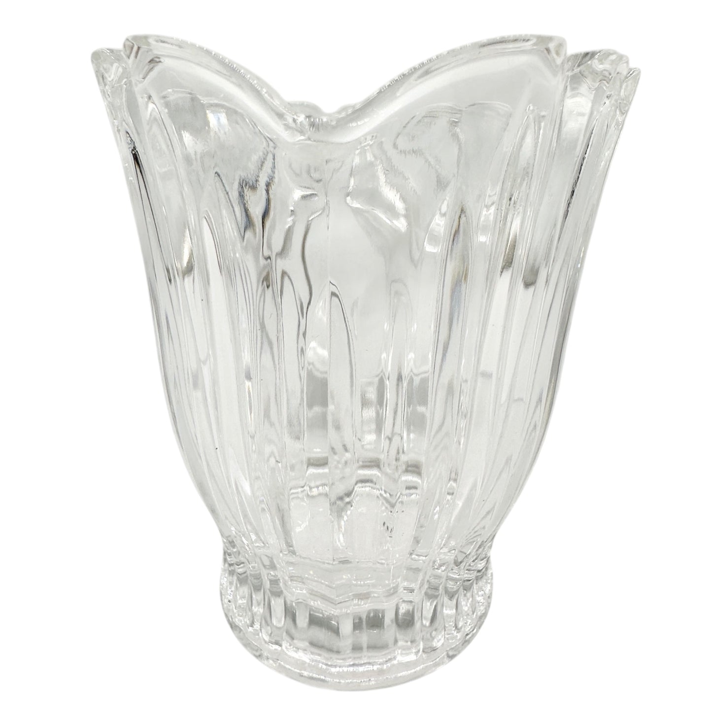 Vintage Clear Glass Creamer With Ribbed Design and Scalloped Rim 4 oz Capacity