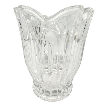 Vintage Clear Glass Creamer With Ribbed Design and Scalloped Rim 4 oz Capacity