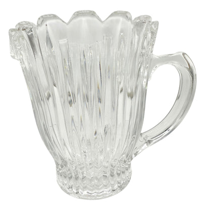 Vintage Clear Glass Creamer With Ribbed Design and Scalloped Rim 4 oz Capacity