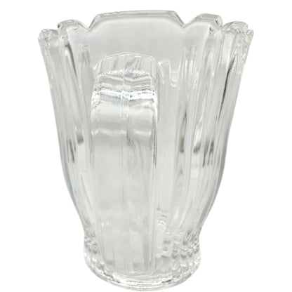 Vintage Clear Glass Creamer With Ribbed Design and Scalloped Rim 4 oz Capacity