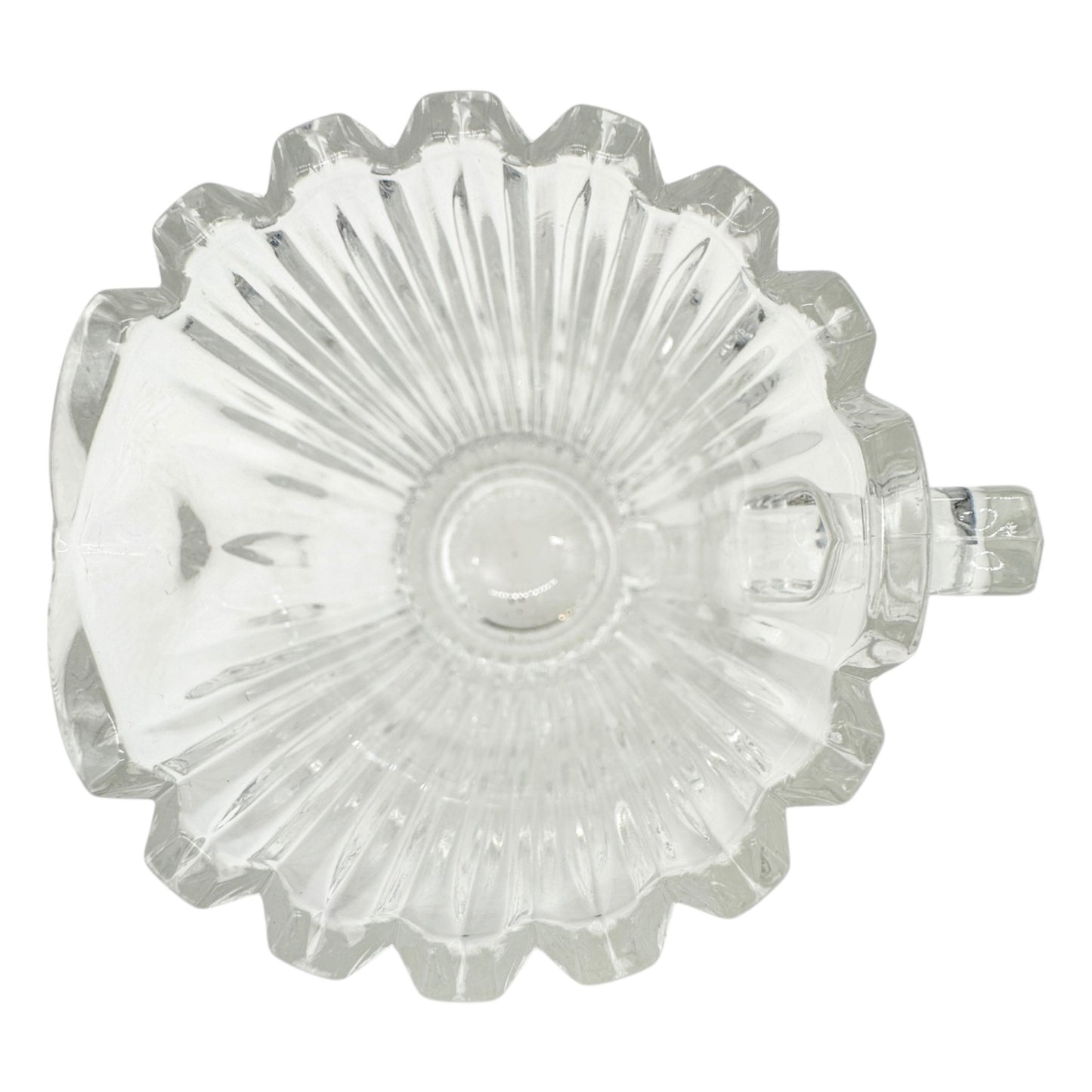 Vintage Clear Glass Creamer With Ribbed Design and Scalloped Rim 4 oz Capacity
