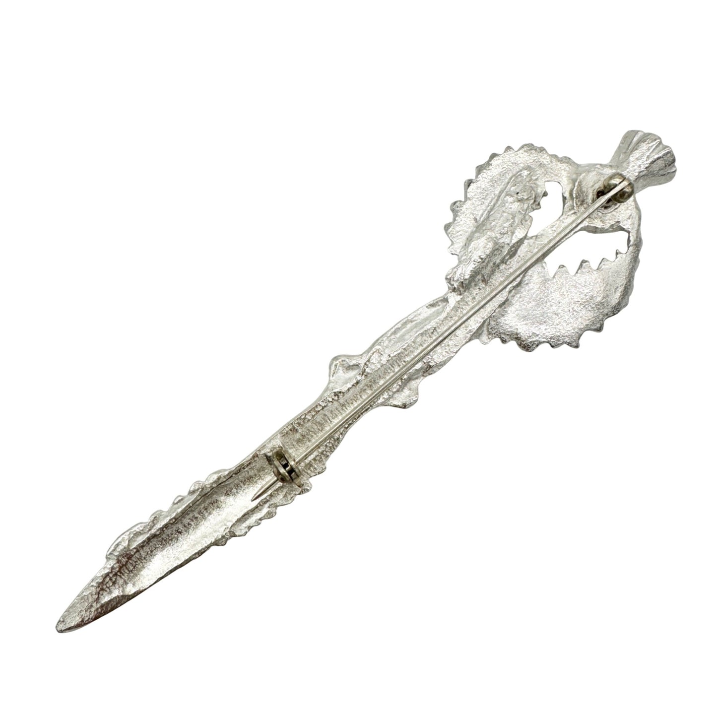 Art Pewter Thistle Kilt Pin Brooch 4 inch long Silver Finish Made In Scotland
