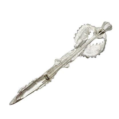 Art Pewter Thistle Kilt Pin Brooch 4 inch long Silver Finish Made In Scotland